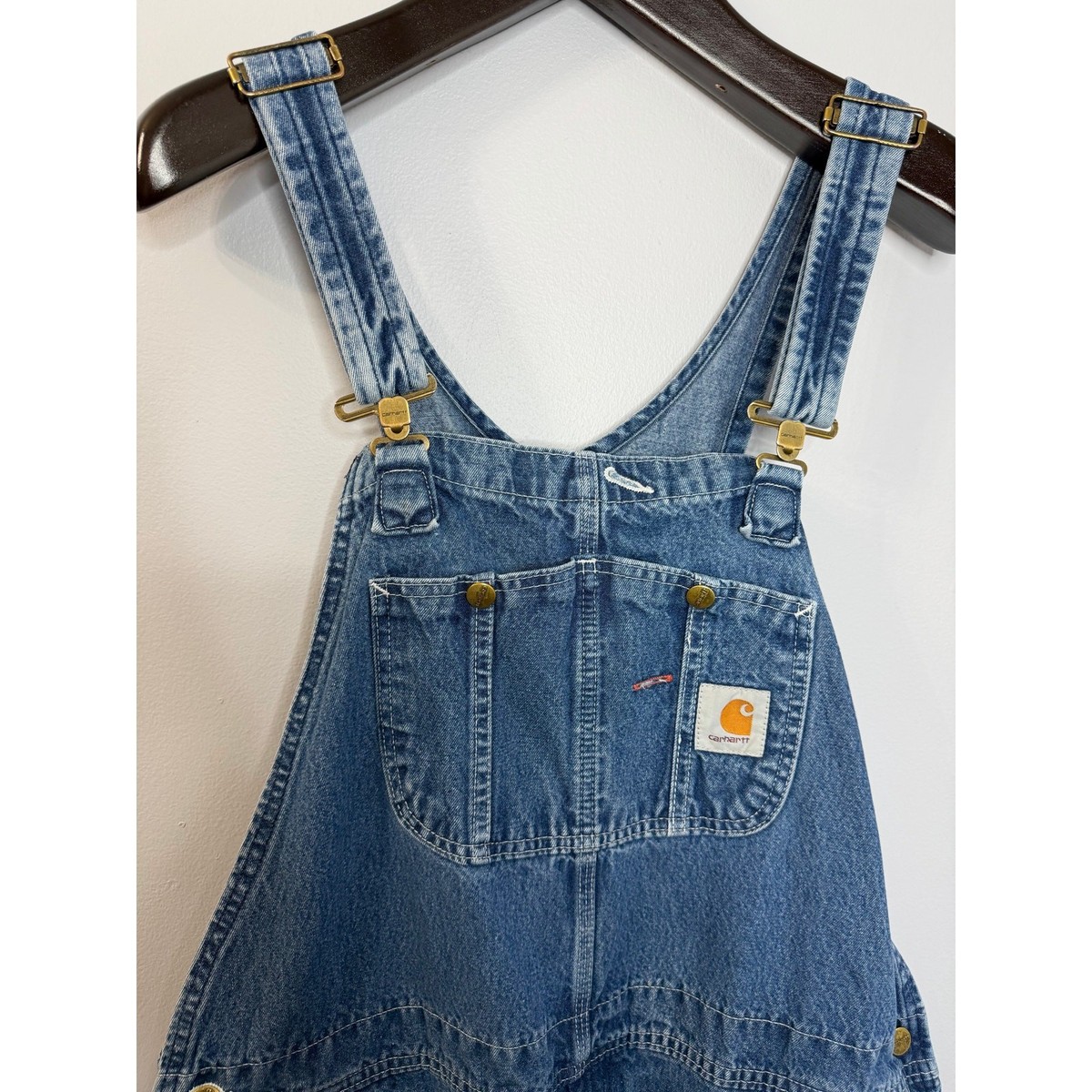 usa製 carhartt denim overall Carhartt R07 DST Denim Bib Overalls Blue Workwear Carpenter
