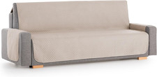 Textilhome Copridivano 3 Posti Braccioli Trapuntato Reversibile Antigraffio Beig