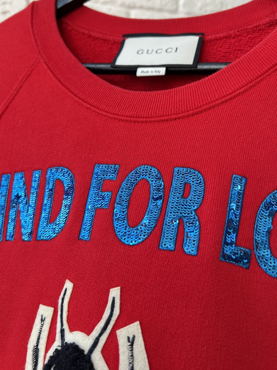 GUCCI Blind For Love Logo Bee Red Sweatshirt Women's Size XXS | eBay