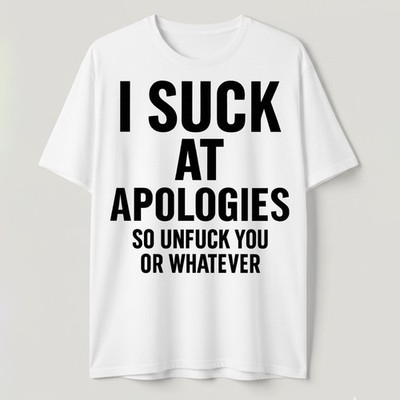 I Suck at Apologies T-Shirt, Funny Sarcastic Tee, Humorous Saying Graphic Shirt