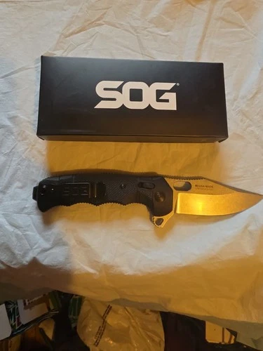 SOG SEAL XR Lock Folding Knife 4"Clip Point Blade Stone Washed Blade Black Handl image 5