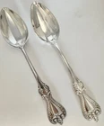 TWO ANTIQUE TOWLE OLD COLONIAL  (1894) STERLING SILVER FACETED SERVING SPOONS