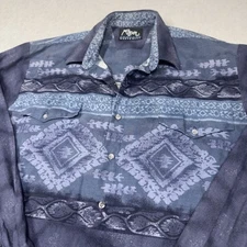 ROPER Shirt Mens Size L Western Blue Cowboy Button Up Pockets USA