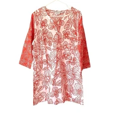 Gretchen Scott Designs Tunic Flower Power NWTs size Large Orange White