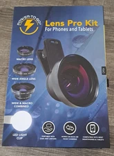 NIB POWER TO GO 11-PIECE PRO LENS KIT WITH LED LIGHT AND TRAVEL CASE