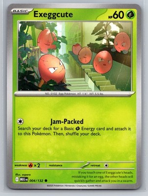 Exeggcute 004/132 Mega Evolution Pokemon TCG Basic Grass Type Collectible Card