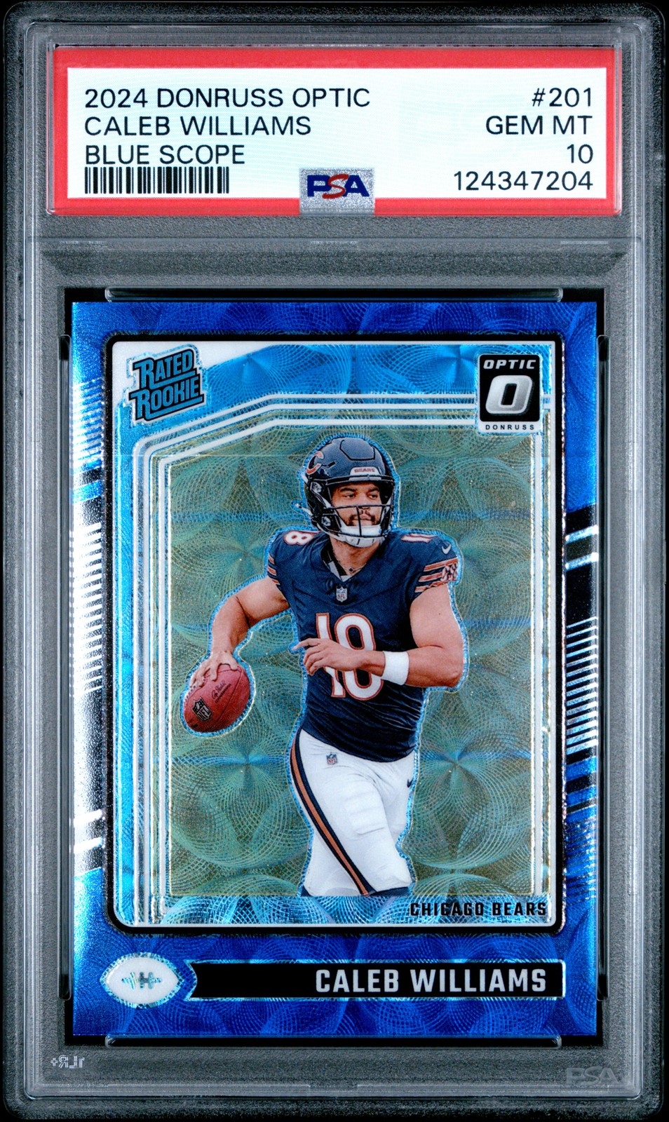 2024 PANINI DONRUSS OPTIC BLUE SCOPE #201 CALEB WILLIAMS ROOKIE RC PSA 10