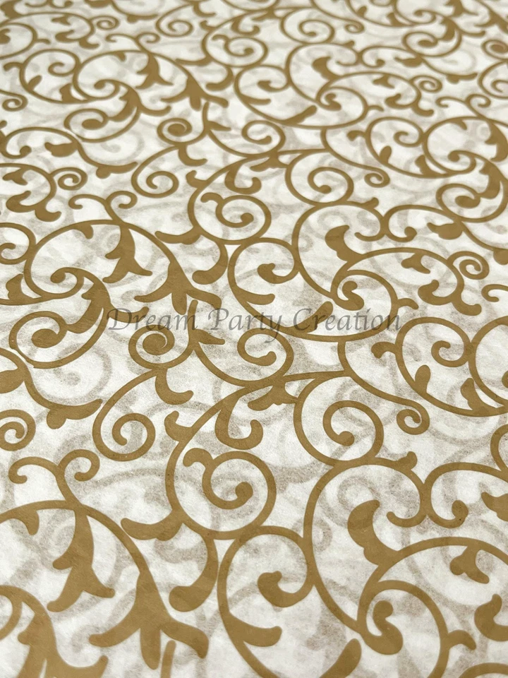 ELEGANT GOLD SCROLL Design Tissue Paper Sheets Choose Size & Package Amount - Image 3 of 4