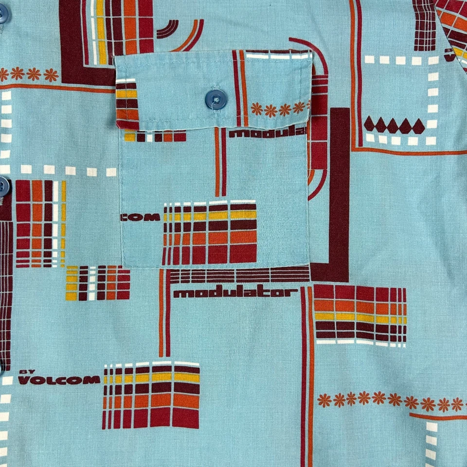 Vintage Volcom Shirt Mens XL Youth Liberation Modulator Blue Button Up Y2K Skate - Image 2 of 4