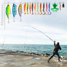 Fishing Lures, Tackle Box with Tackle Included, Crankbaits, Spoon, Hooks, Wei...
