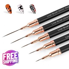 Artdone 5PCS Metallic Nail Art Liner Brushes Set, Black Fine Detail UV Gel