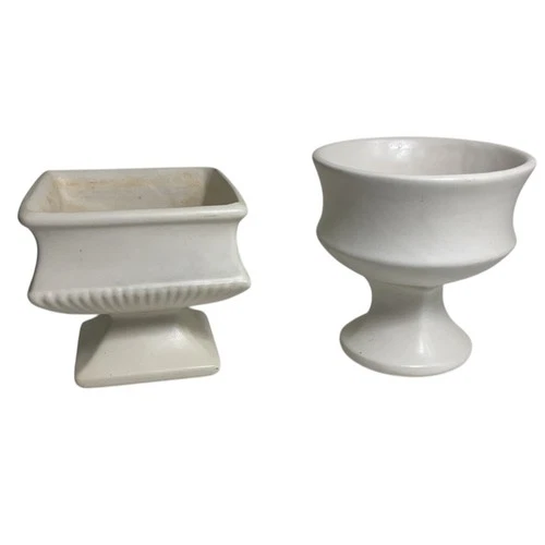 Vintage Lot of McCoy Floraline White Small Planters 4 & 4.5 Inch USA
