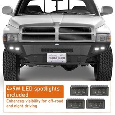 Full-width Front Bumper With Led Lights For Dodge Ram 150025003500 1994-2001