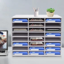 24 Compartment Literature Organizer Form File Sorter Office Paper Storage Holder