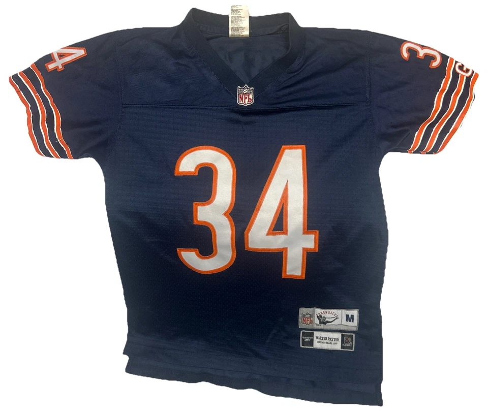 Camiseta Walter Payton #34 Chicago Bears NFL Reebok Azul Retroceso Talla Juvenil M Foto 2 de 4