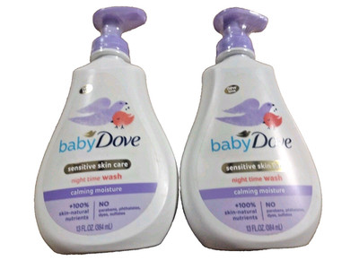 Baby Dove Sensitive Skin Night Tine Wash 400ml Calming Moisture 2 Pack New. D11