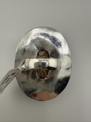 Anello tedesco argento caffè diaspro dichiarazione misura 8 nuovo con etichetta - Foto 3 di 5