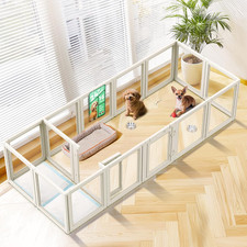 FXW Auraspace Clear Acrylic Indoor Dog Playpen, 24" H, 16 Panels, White