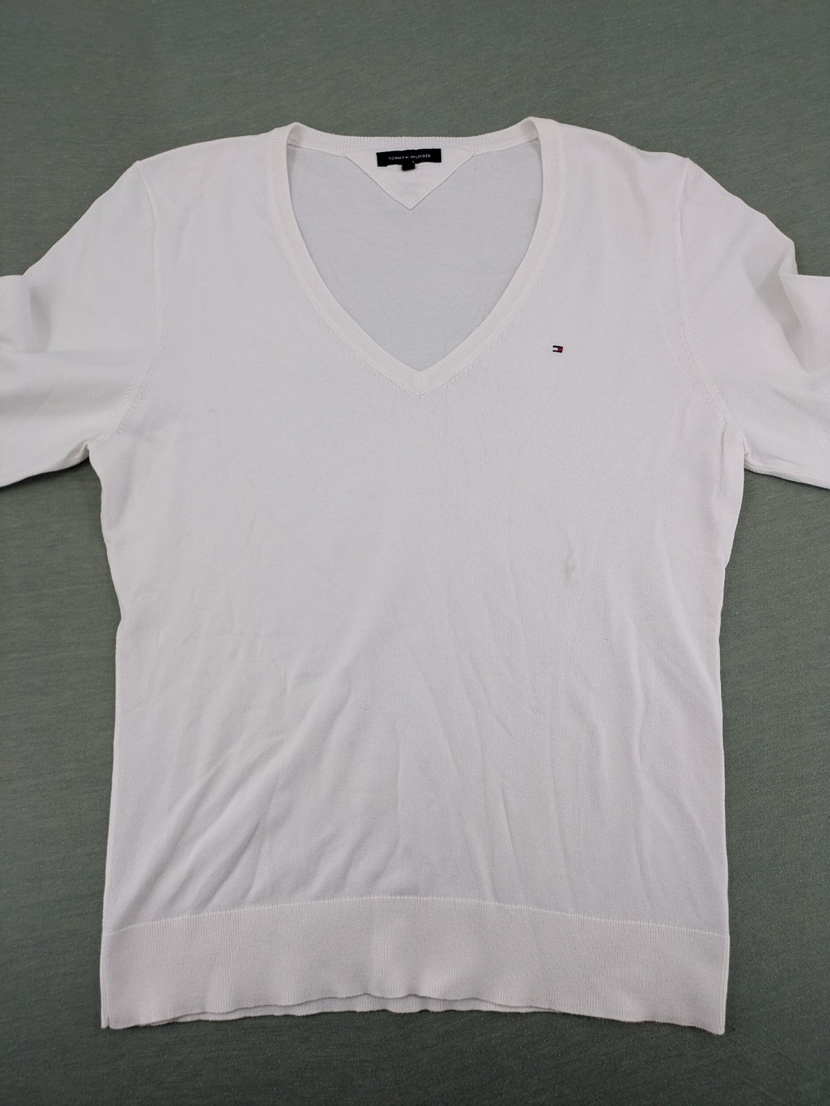Tommy Hilfiger Herren Pullover XXL V-Ausschnitt Strickpullover Weiß Langarm image 6