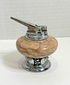 Vintage  Ronson NORDIC Chrome & Pink  Marble Table Top  Lighter Untested