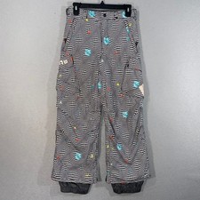 Burton Boys Snow Pants L Black White Checkered Retro Pixel Insulated Waterproof