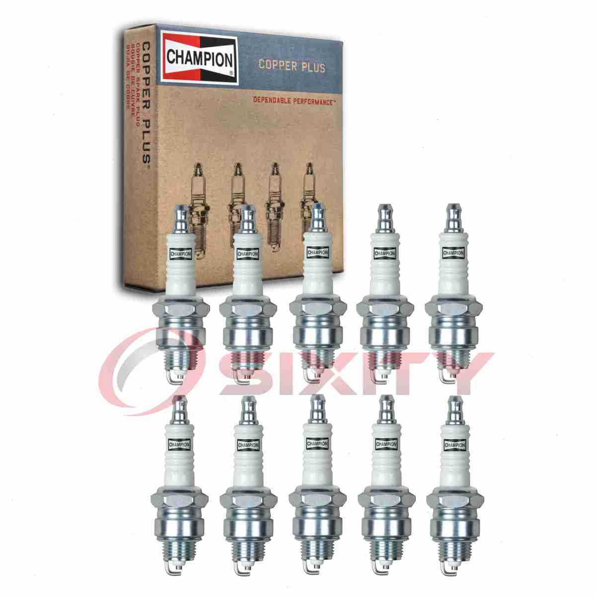 10 pc Champion Copper Plus 14 Spark Plugs for WR7F W20PRU RJ12YC R44S R43S vc