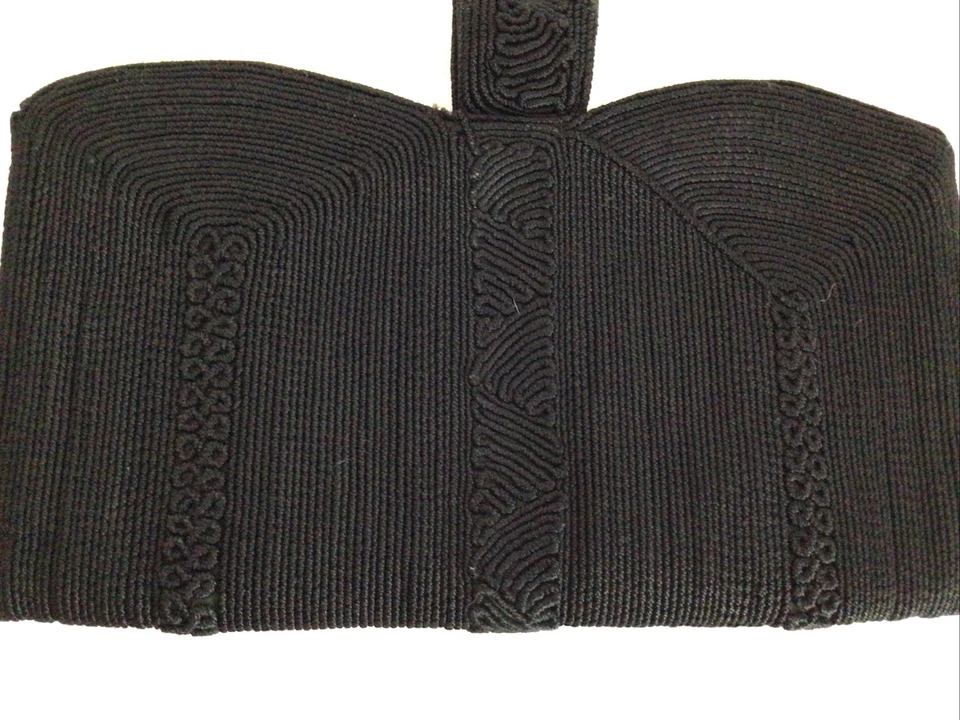 Women’s Purse, Corde Black Wrapped Fabric Coil Swirl, Unique VTG - Image 4 of 4