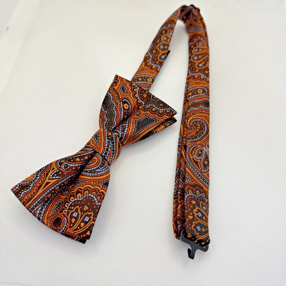 Pajarita Epoint 100% Microfibra Naranja Paisley Preatada Ajustable ¡Envío Gratis! Foto 4 de 4