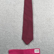 Brookd Brothers Makers Silk Necktie Red Navy Geometric Squares Made In USA