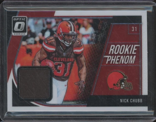 2018 Panini Donruss Optic NICK CHUBB RC Rookie Phenom Jersey Relic AH1