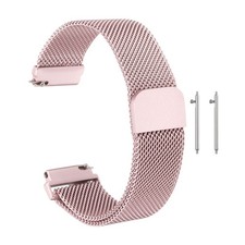 16mm Stainless Steel Metal Mesh Watch Band with Magnetic Buckle Rose Pink