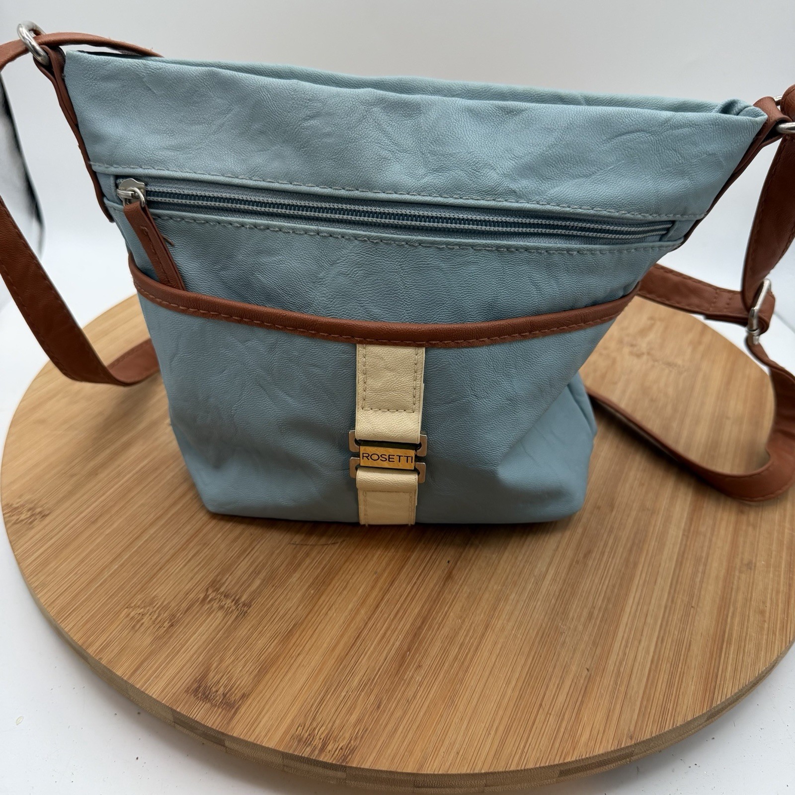 Rosetti Blue Brown Crossbody Handbag Purse