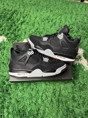 Air Jordan 4 Retro Black Canvas Sneakers Size 8.5 DH7138-006