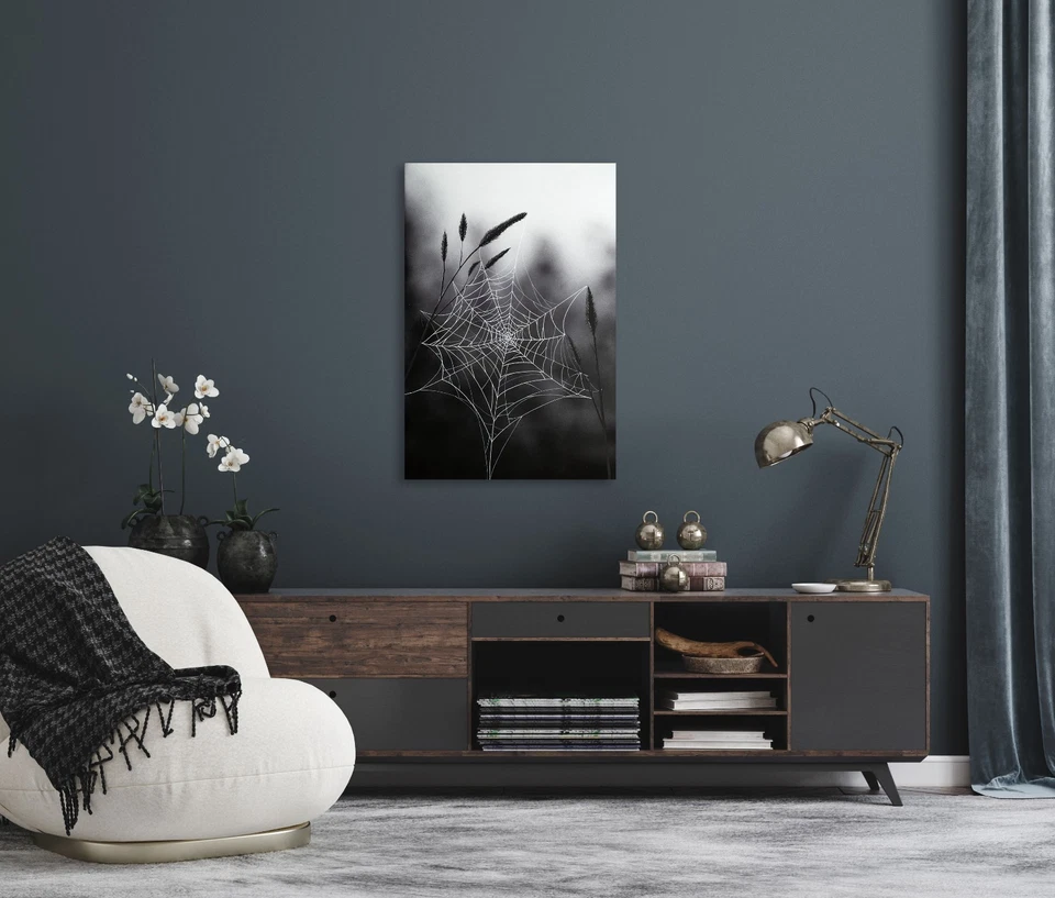 Arte de pared de tela de araña de 12" X 18", tela de araña gótica dolor único lienzo envoltura de giclee Foto 3 de 4