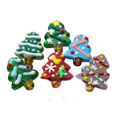 10Pcs Festival Tree Shape Art Beads Hand Painted Glass Beads Jewelry Supplies