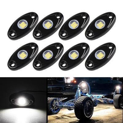 White 8 Pods LED Rock Lights For Jeep Offroad Boat Truck UTV ATV Underbody Lamp