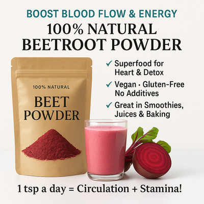 1/2 lb Organic Beet Root Powder  Superfood for Blood Pressure, Energy & Detox