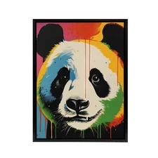 Panda Bear Colourful Kids Bedroom Framed Canvas Wall Art Print
