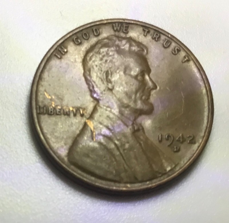 1942-D Lincoln Cent double date and Mint Mark, AU +