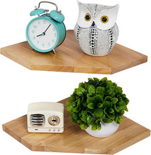 Set Di 2 Mensole Angolari, in Legno Di Rovere Massiccio, Bianco, Galleggianti, O