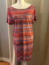 Tory Burch Yarn Print Cotton T-Shirt Dress XL