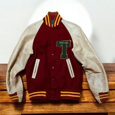 Made in USA golden bear golden bear sleeve leather emblem stadium jacket