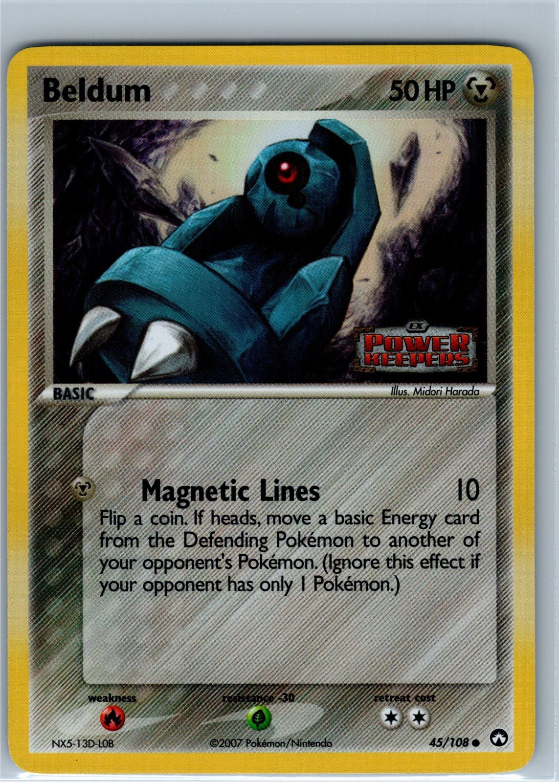Pokemon Beldum Common Power Keepers 45/108 LP Reverse Holo Stamped