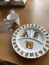 Vintage 1994 Alphabet Bears Tiffany & Co. Divided Plate And Mug Set