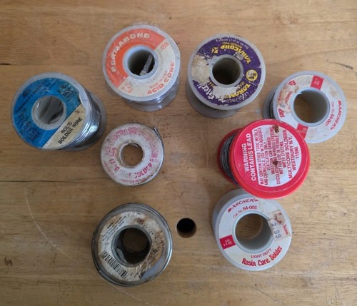 Lot 8 used rolls & Mixed Total 4.13 Lbs Diferent Size lead free plumbing solder 