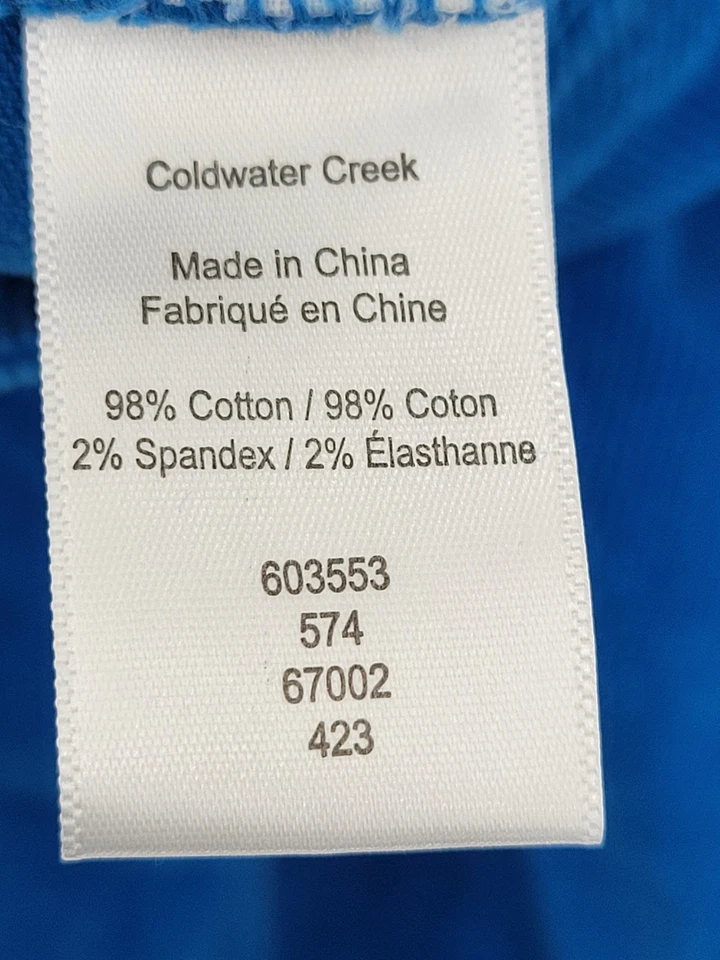 Pantalones Coldwater Creek para mujer 12 azules pana pierna recta cinco bolsillos elásticos Foto 4 de 4