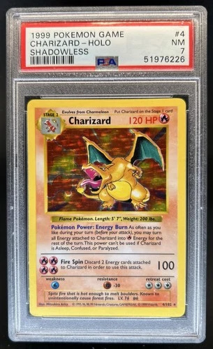 1999 Pokemon Shadowless Charizard Holo #4/102 PSA 7