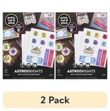 (2 pack) Astrodesigns Sticker Paper, 8.5" x 11", 24 lb., White, 15 Sheets 