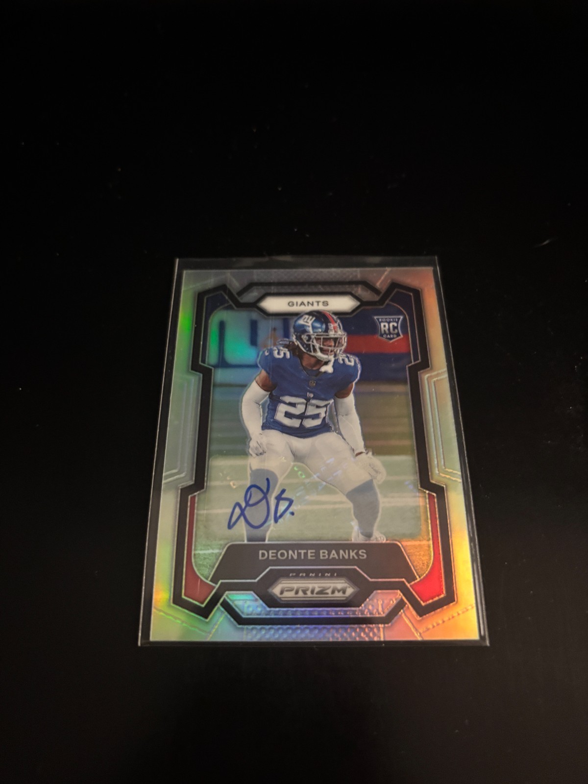 Deonte Banks 2023 Panini Prizm Auto Silver Prizm RC Giants 376