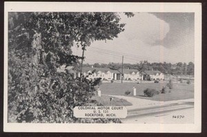 Postcard Rockford Michigan Mi Colonial Motel Motor Court